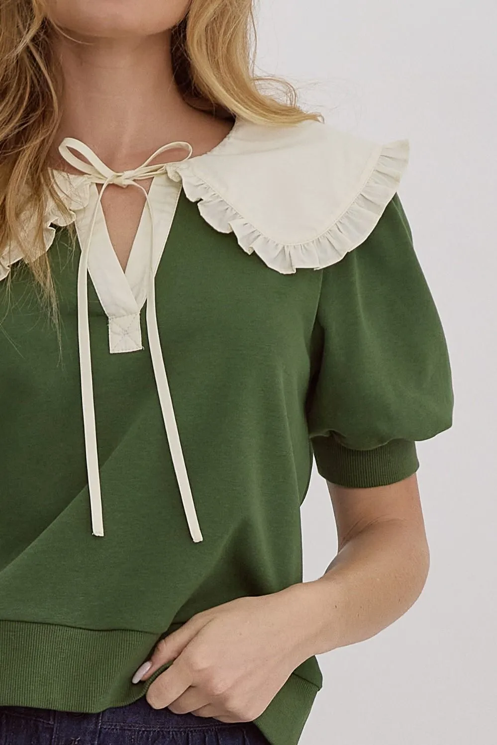 Green Peter Pan Collar Knit