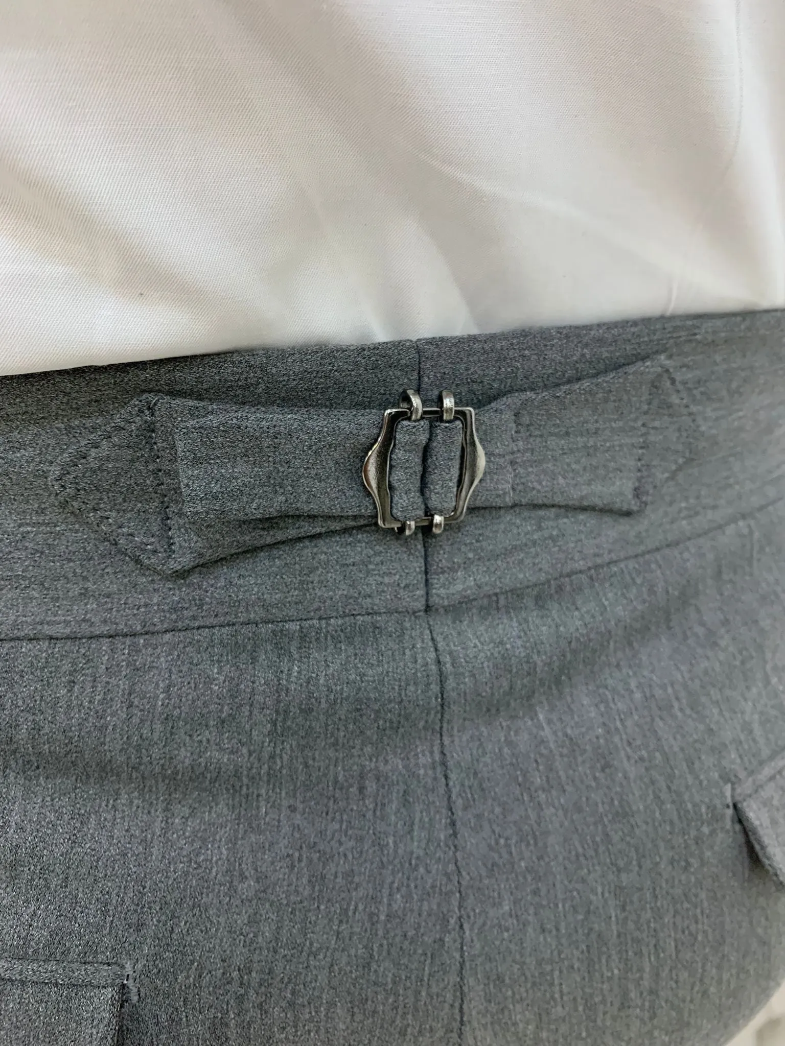 Grey Buckled Canvas Trousers for Every Occasion