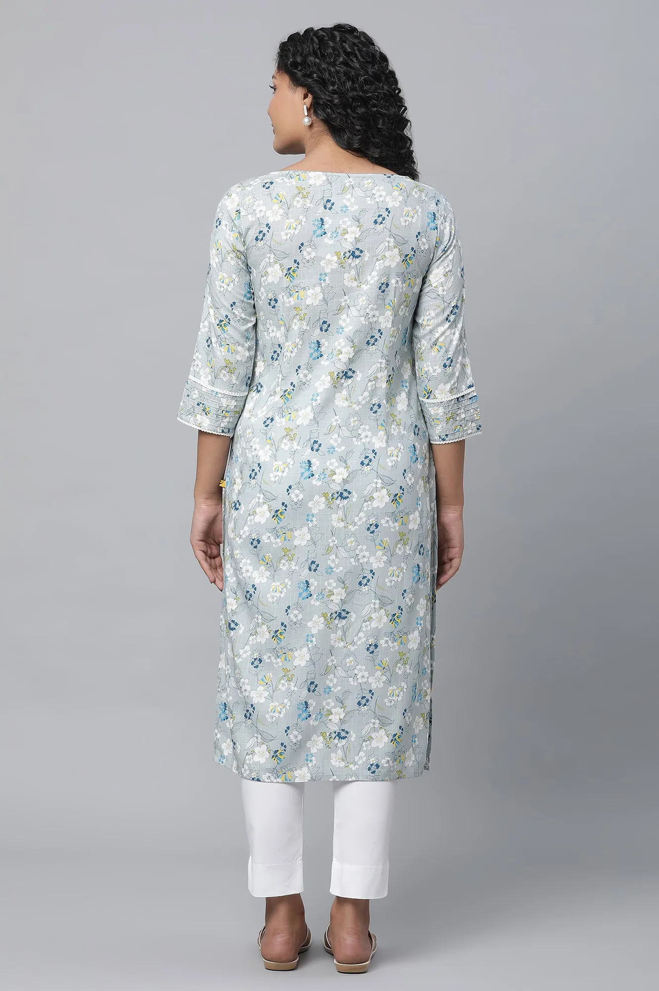 Grey Floral Printed kurta & Palazzo Set