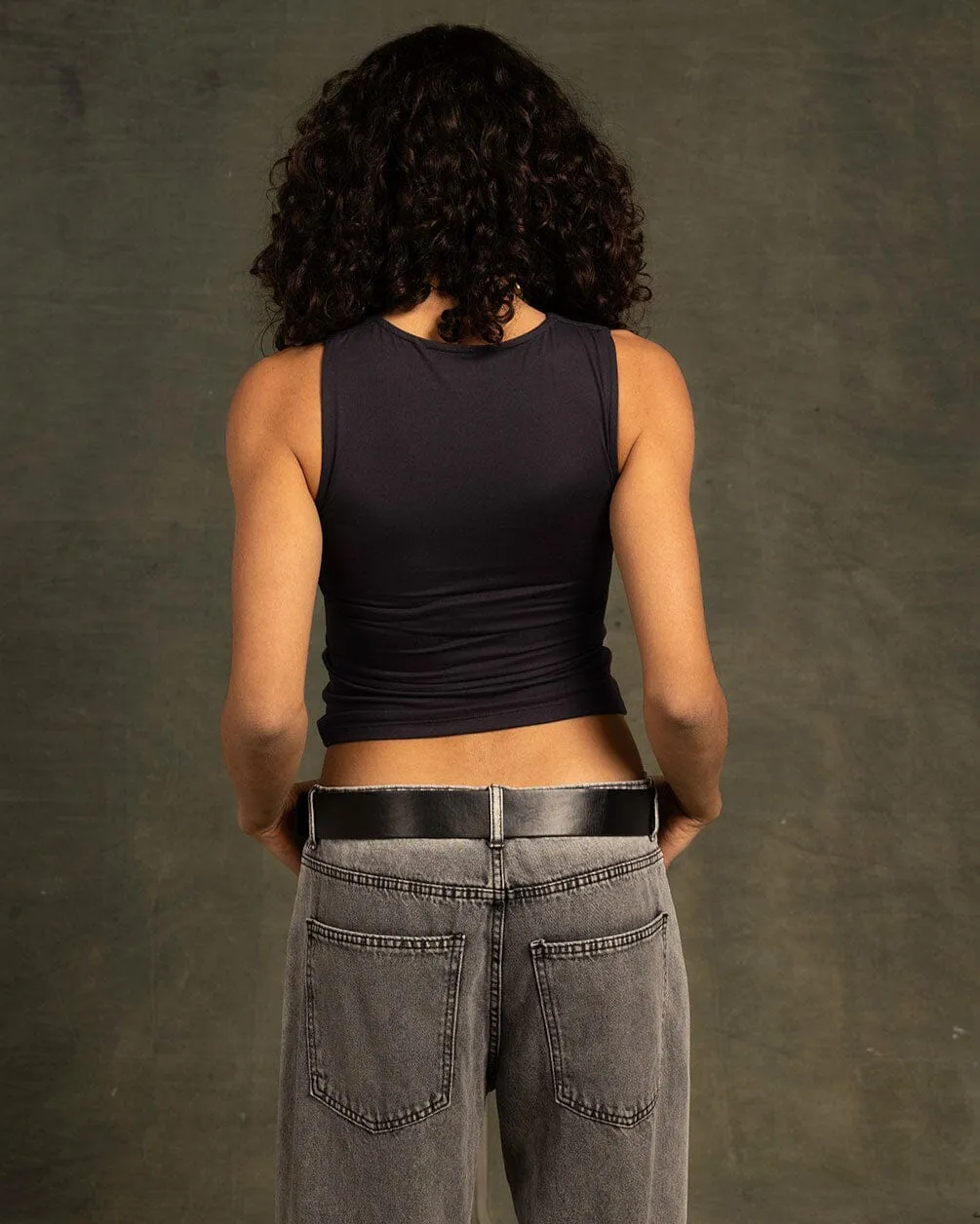 Grey Sleeveless Cropped Top