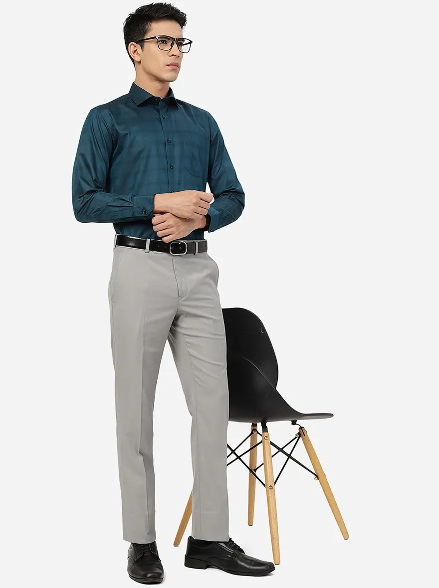 Grey Solid Slim Fit Formal Trouser | Greenfibre