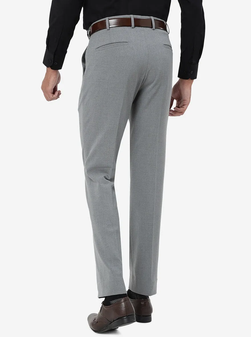Grey Solid Slim Fit Formal Trouser | JB Studio
