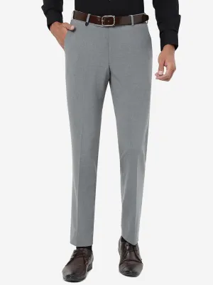 Grey Solid Slim Fit Formal Trouser | JB Studio