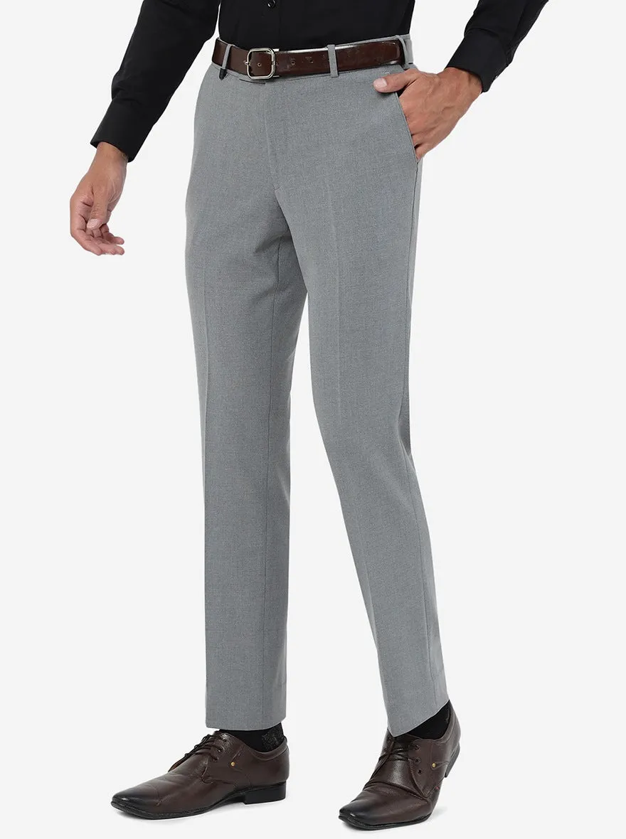 Grey Solid Slim Fit Formal Trouser | JB Studio