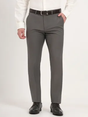 Grey Solid Slim Fit Formal Trouser | Metal