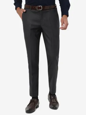 Grey Solid Super Slim Fit Formal Trouser | JadeBlue