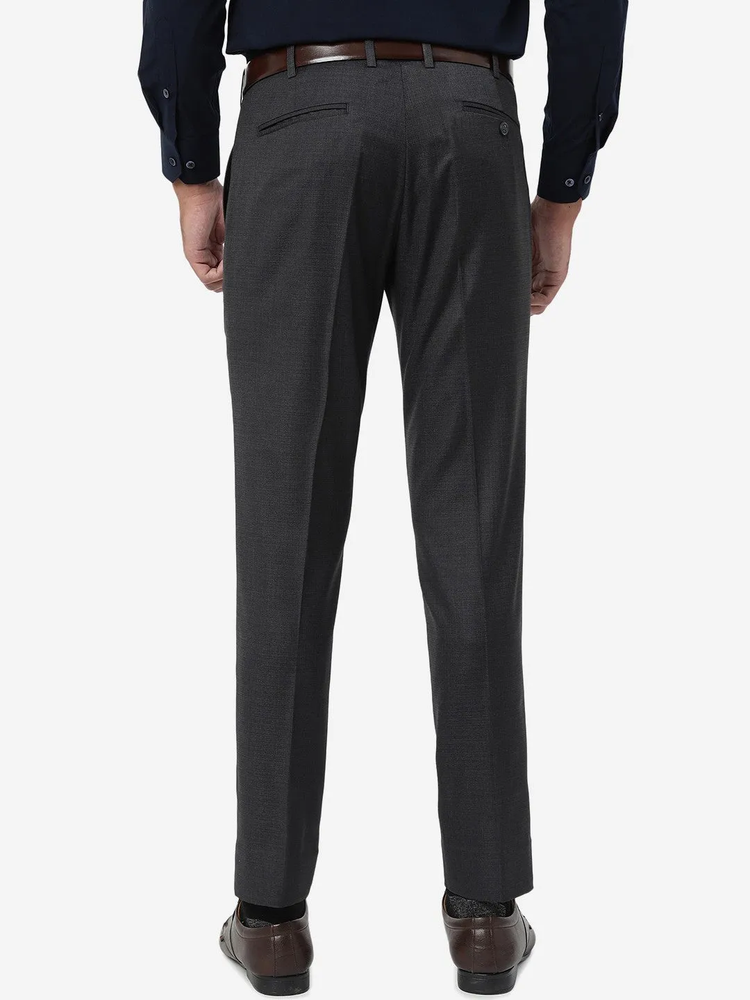 Grey Solid Super Slim Fit Formal Trouser | JadeBlue