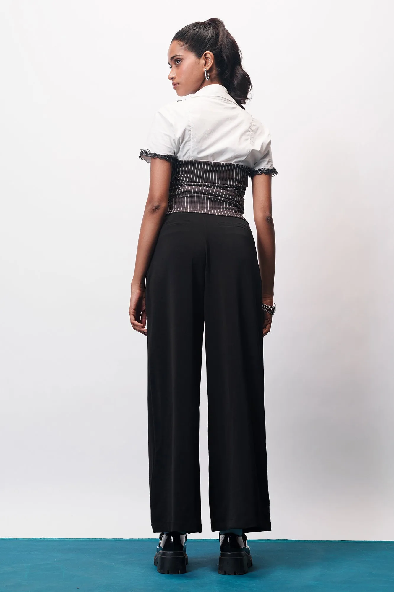 Grim Black Super Flared Korean Pants