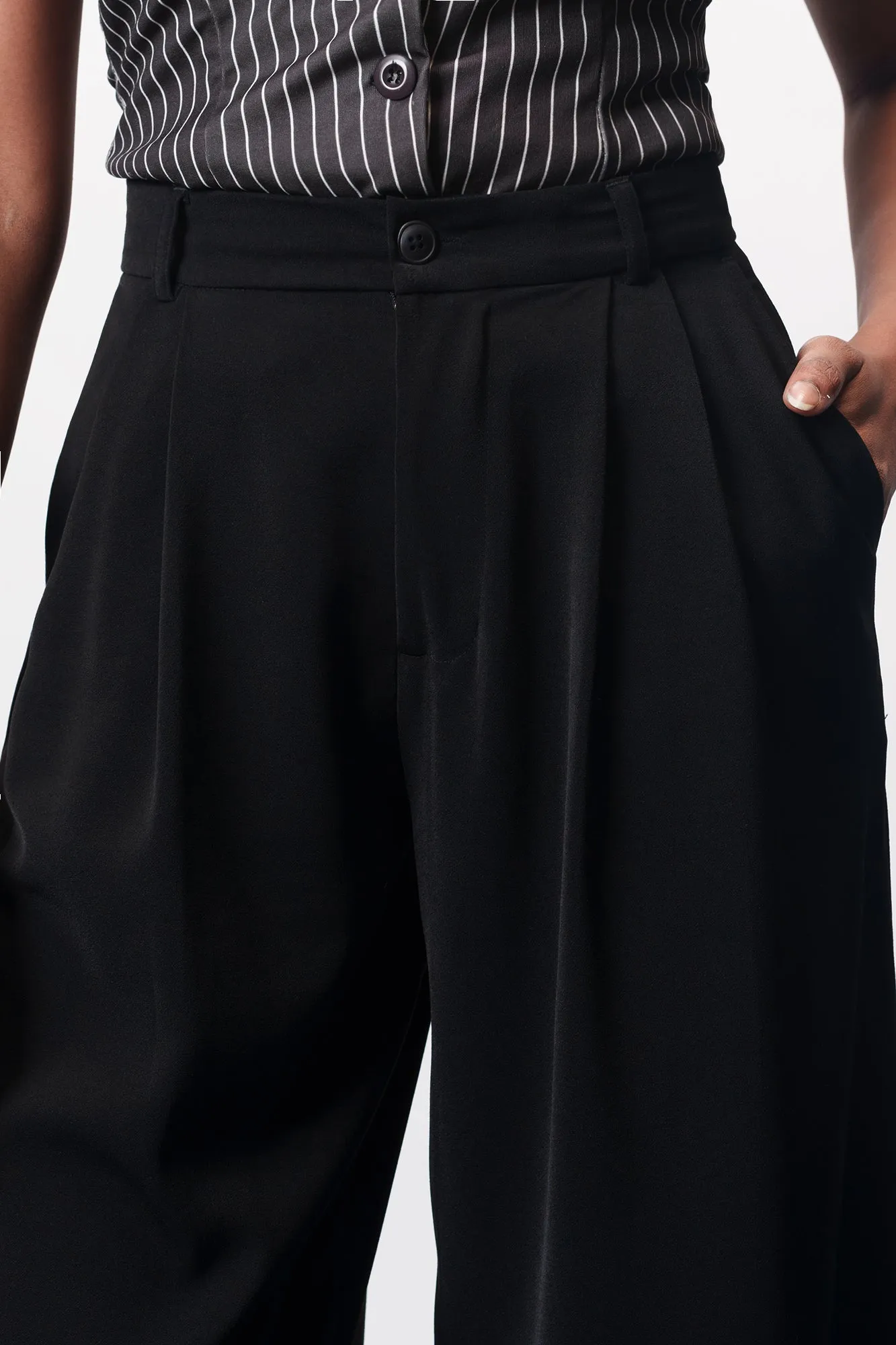 Grim Black Super Flared Korean Pants