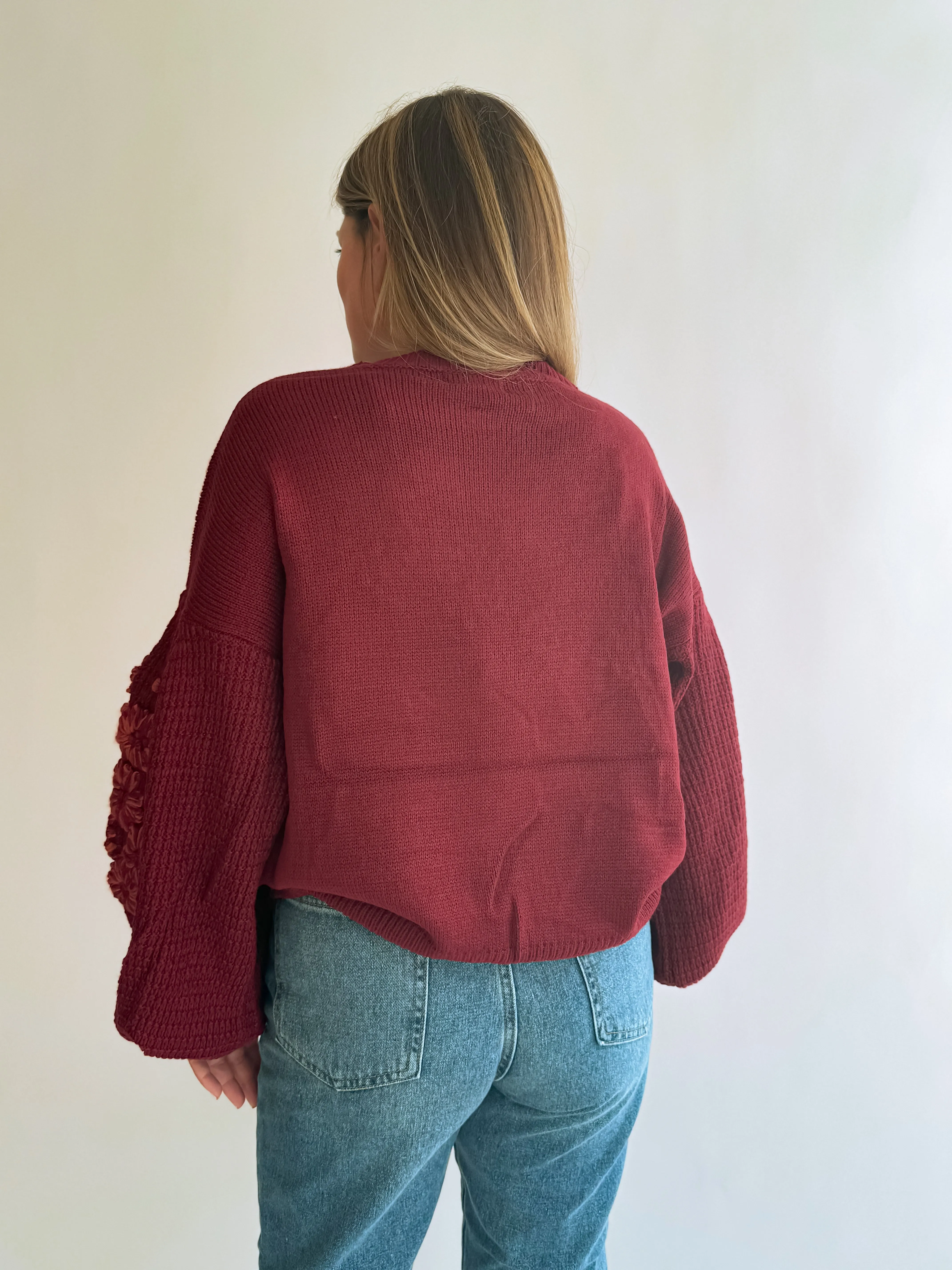 Hand Embroidered Flower Sweater