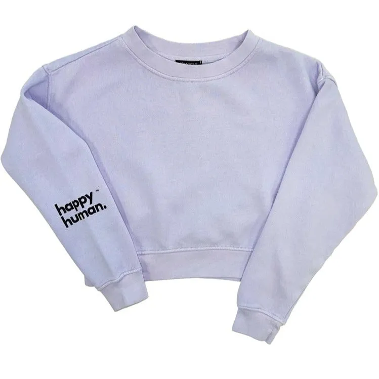 Happy Human Cropped Sweatshirt | Lilac | Women & Youth 10 