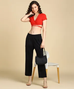 High Waist Formal Relaxed Parallel Trousers