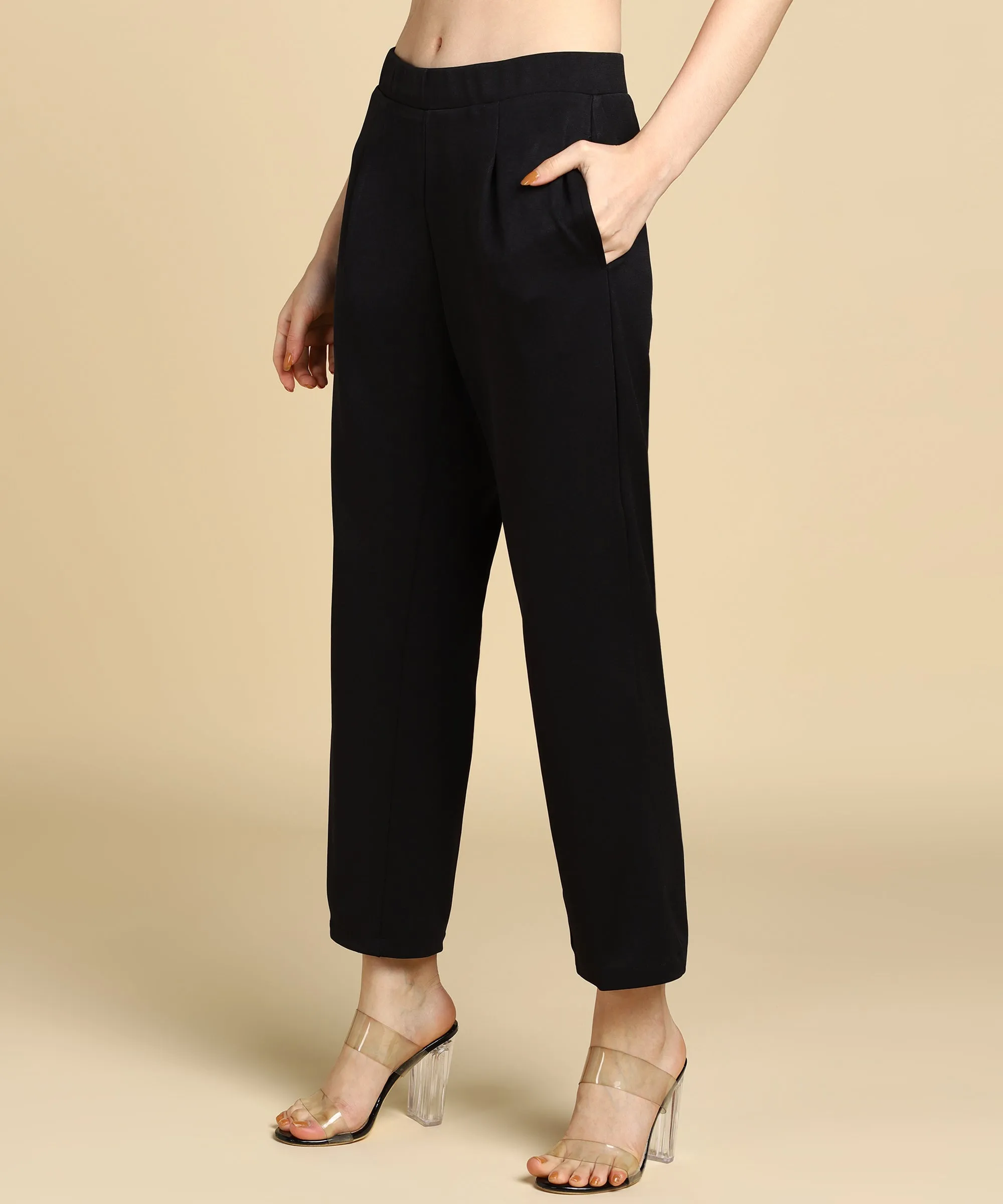 High Waist Formal Relaxed Parallel Trousers