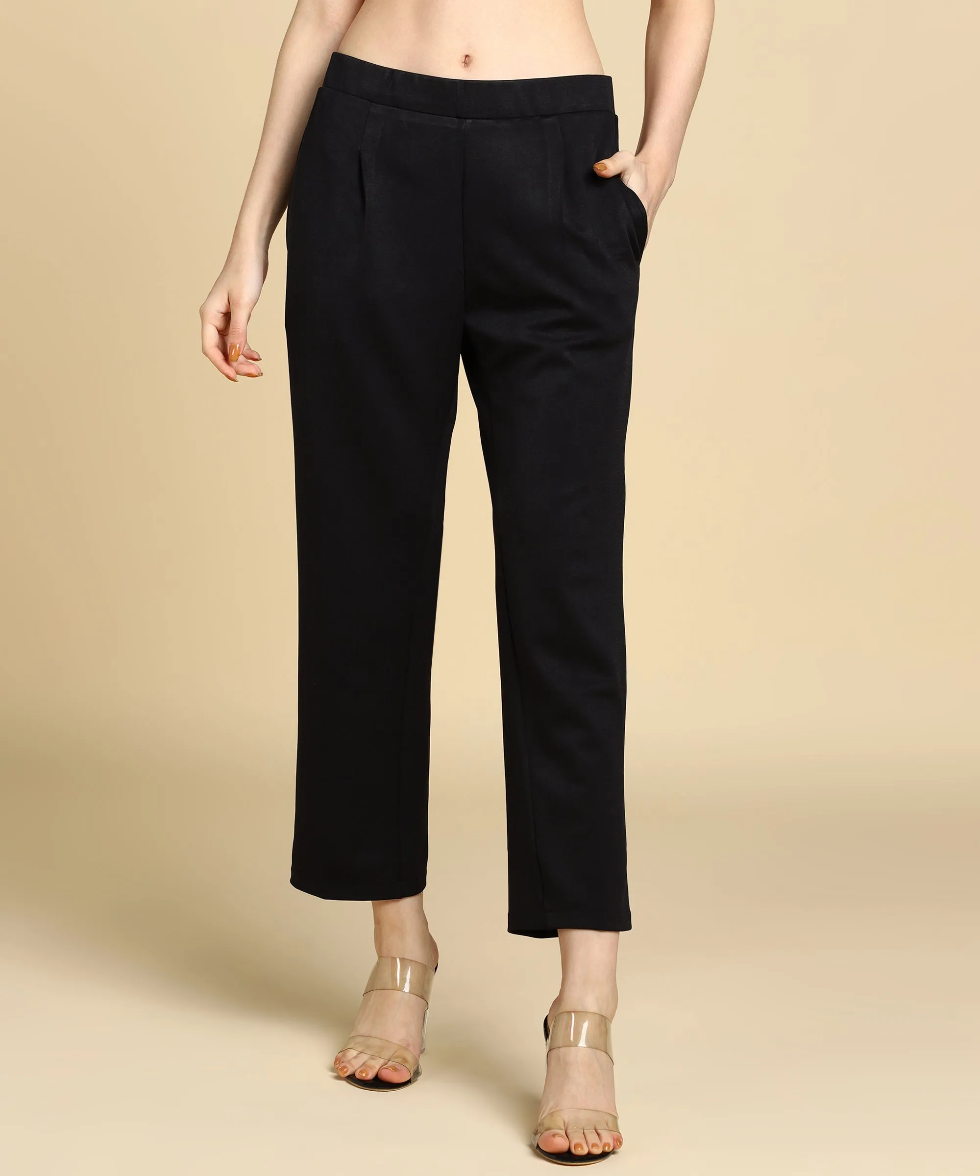 High Waist Formal Relaxed Parallel Trousers