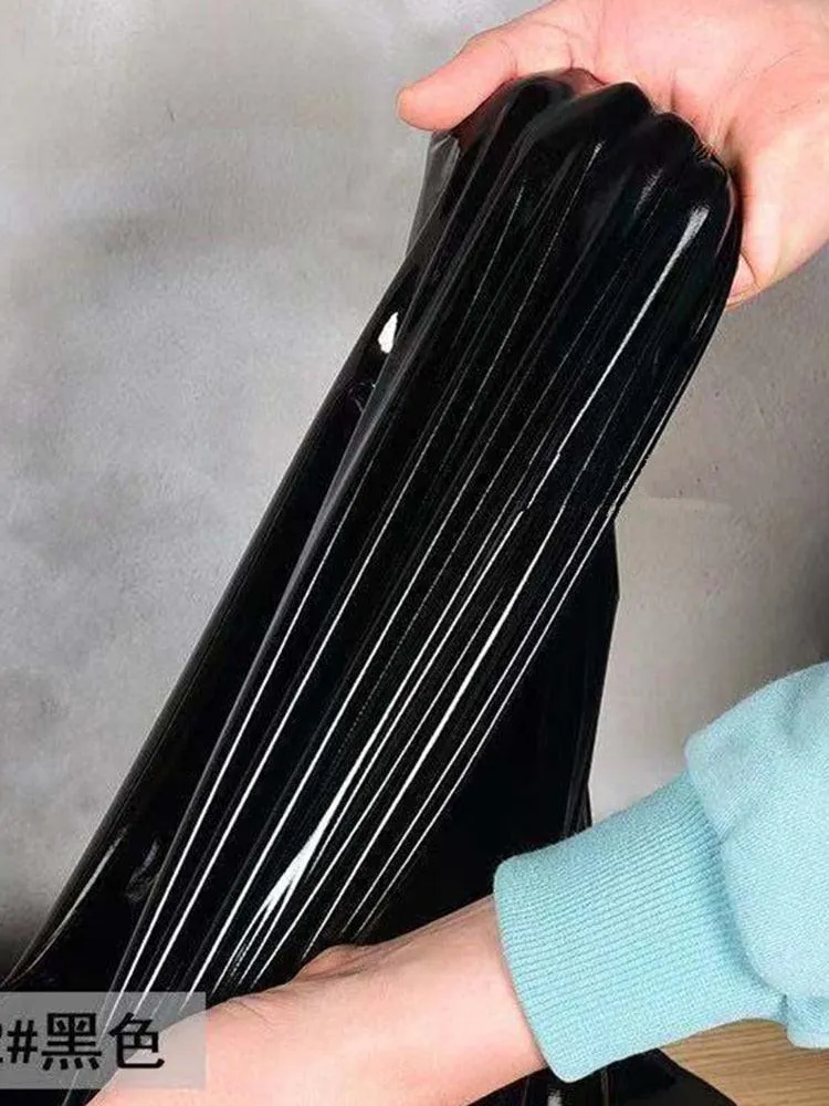 High Waist Pencil Shiny Patent Leather Buttom Zipper Bodycon Pants
