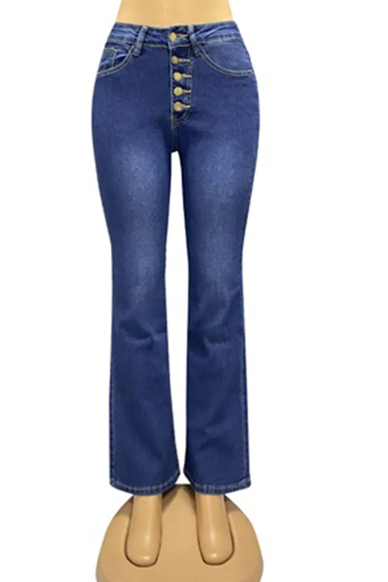 HPZ1080 Classic Button Front Flare Jeans Pant