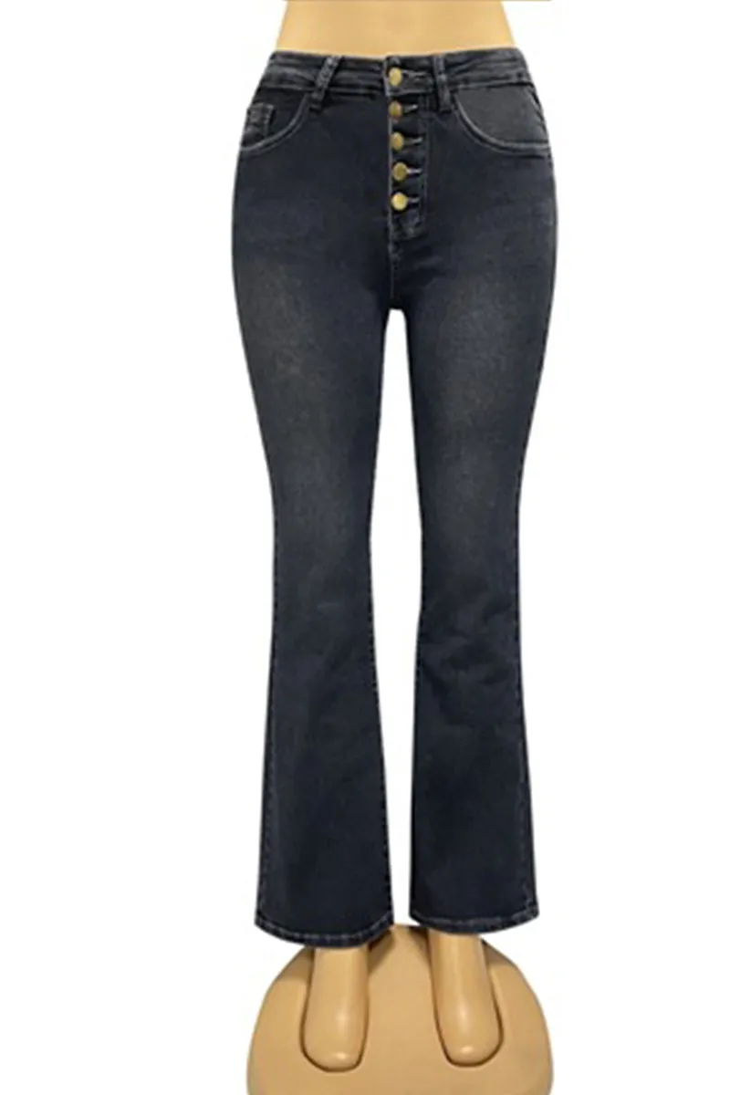 HPZ1080 Classic Button Front Flare Jeans Pant