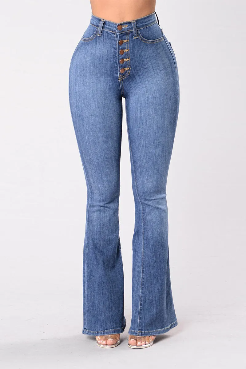 HPZ1080 Classic Button Front Flare Jeans Pant