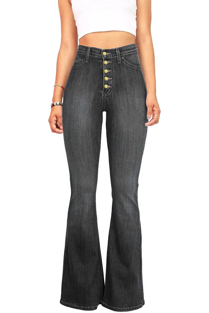 HPZ1080 Classic Button Front Flare Jeans Pant