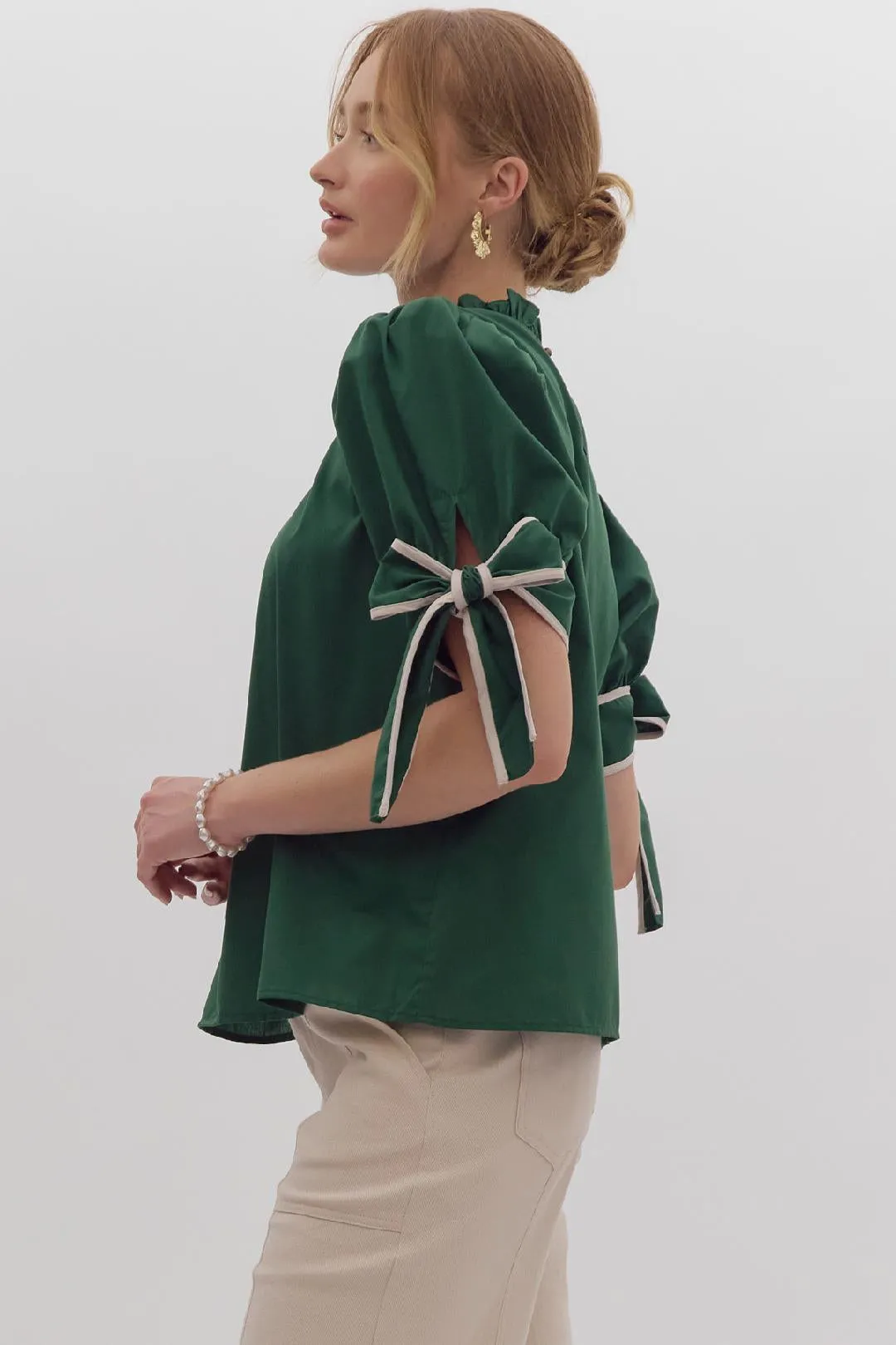 Hunter Bow Sleeve Blouse