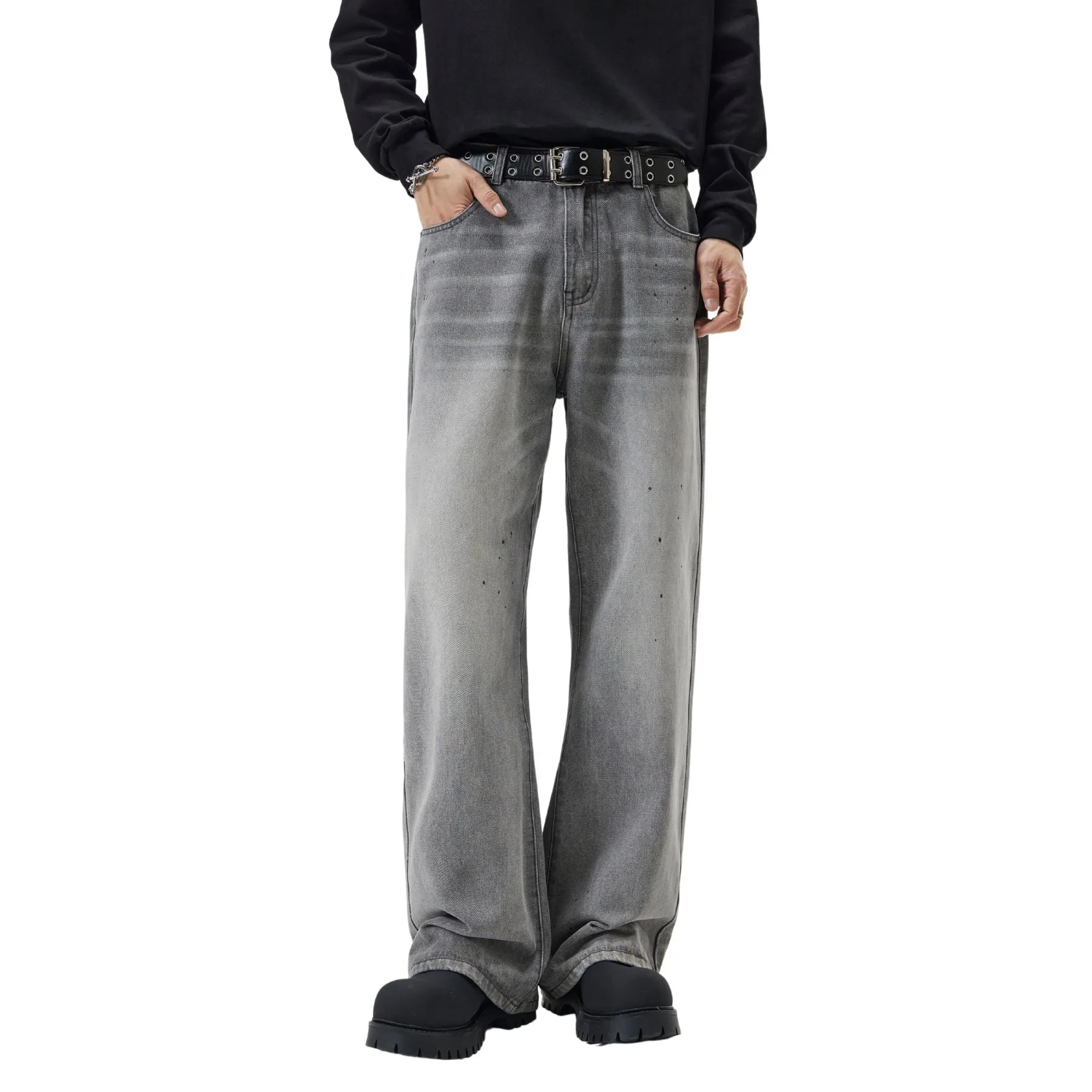Ink Splatter Gray Bootcut Jeans
