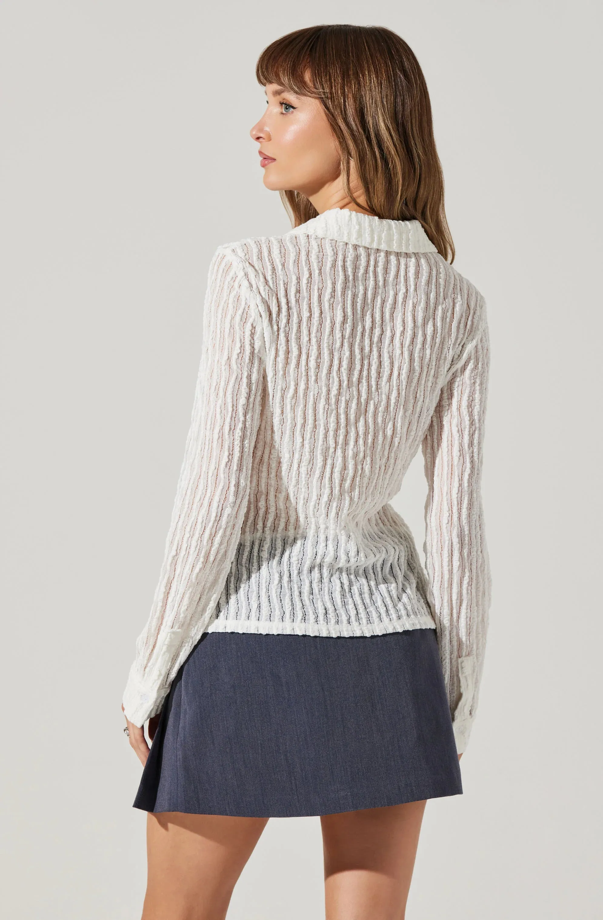 Iryna Sheer Textured Top - Off White