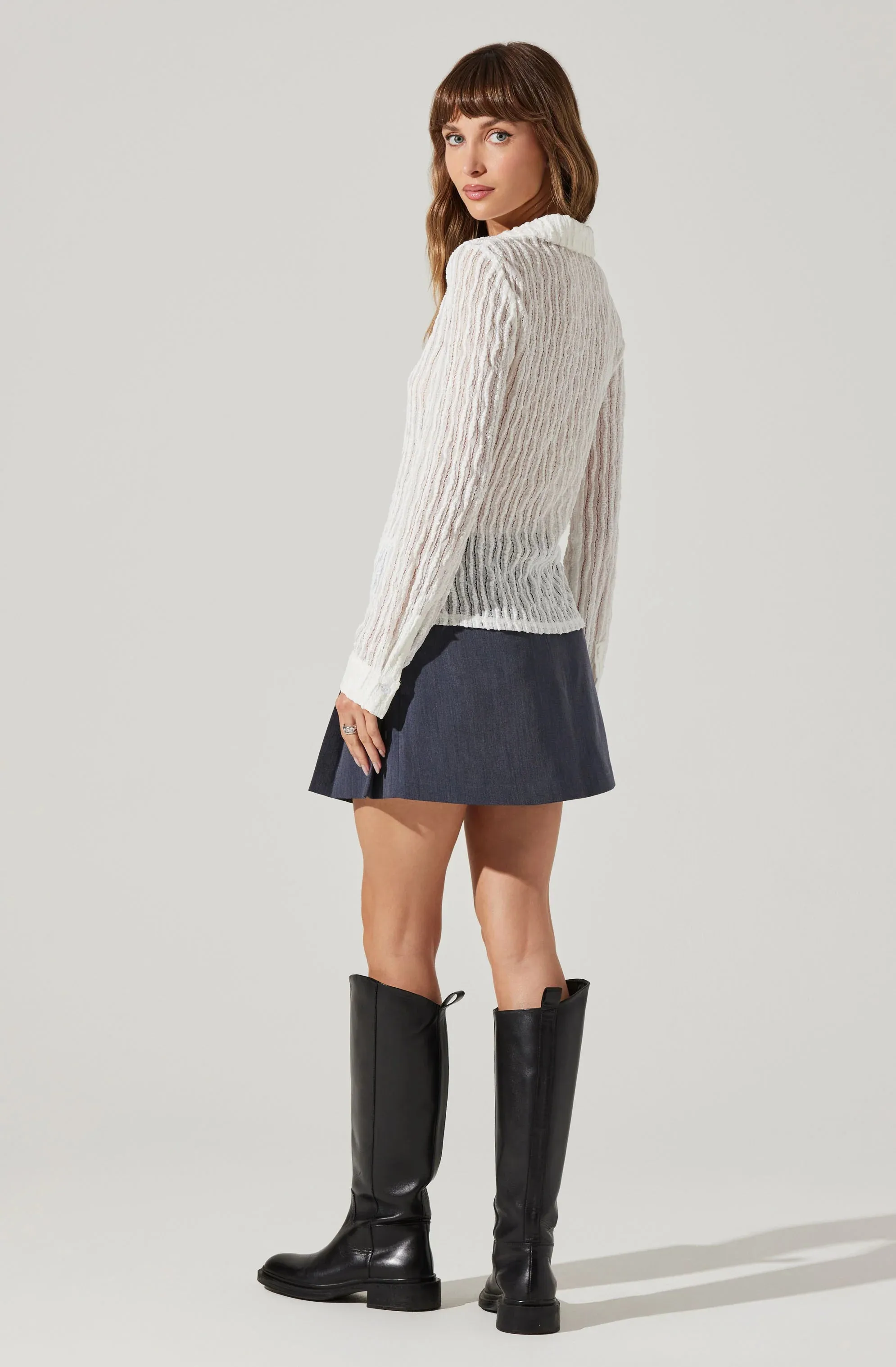 Iryna Sheer Textured Top - Off White