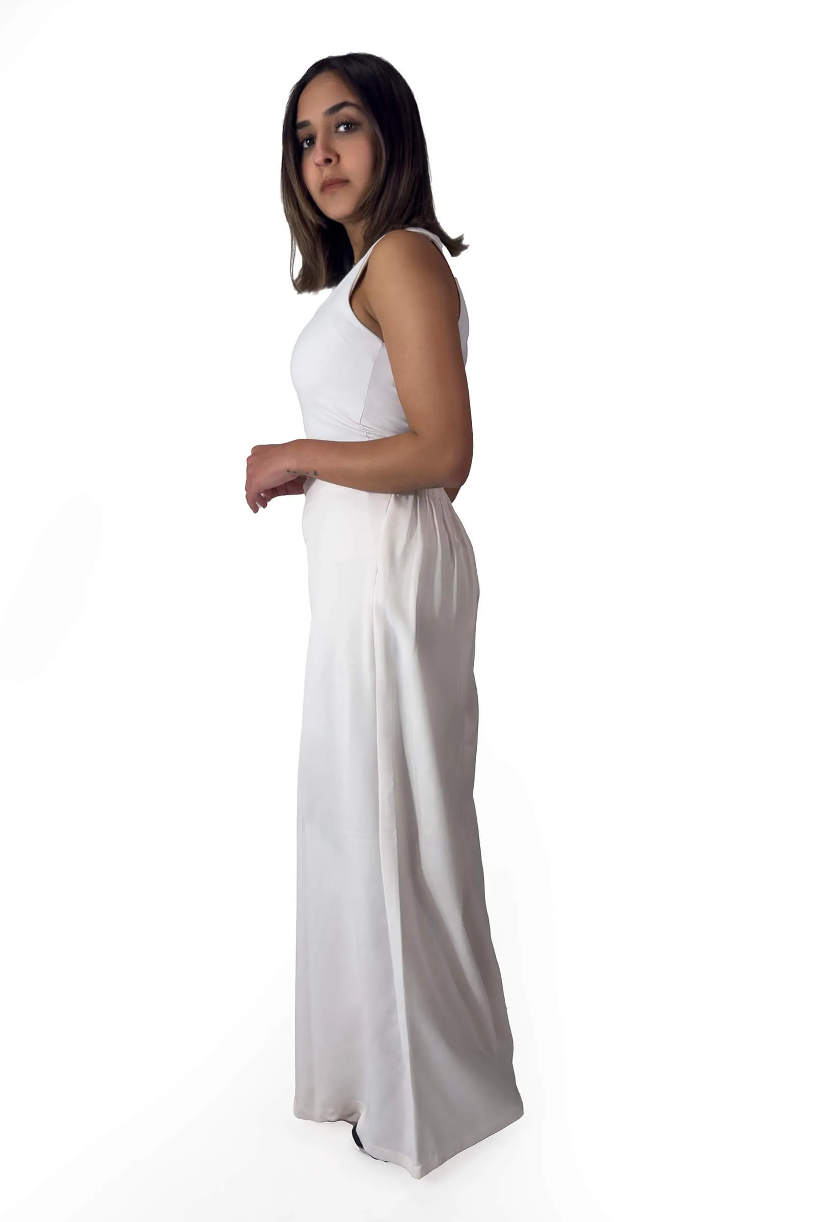 Ivory Grace Wide-Leg Trousers