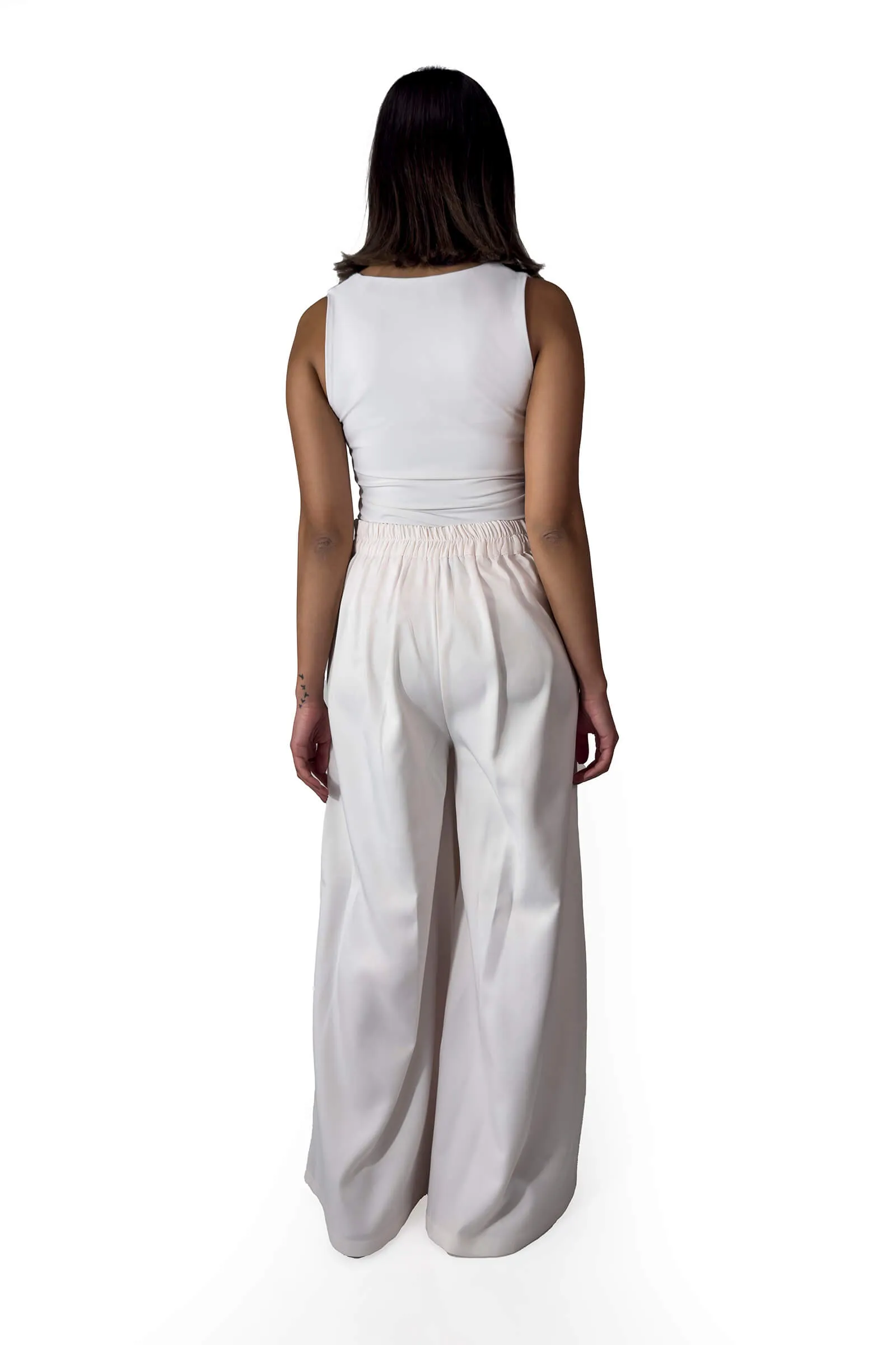 Ivory Grace Wide-Leg Trousers