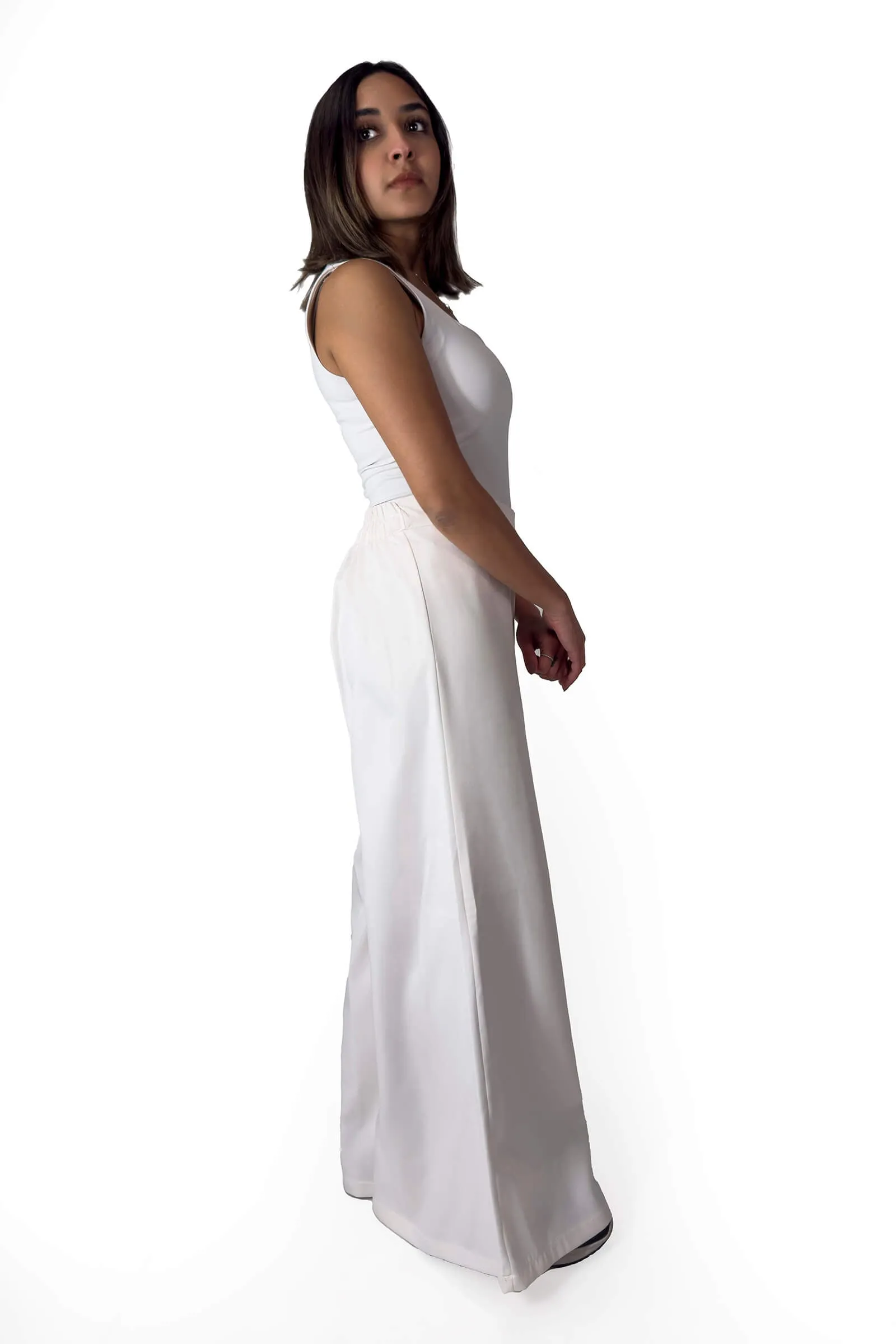 Ivory Grace Wide-Leg Trousers