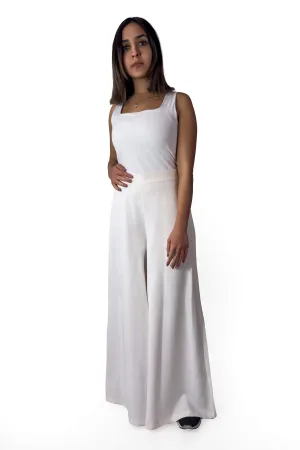 Ivory Grace Wide-Leg Trousers