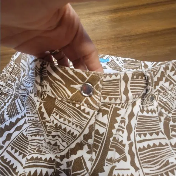 J McLaughlin Lexi Slim Stretch Jeans Womens Sz 2 Brown White Leaf Print NWOT