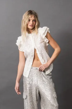 JOEY THE LABEL SEQUIN ME BLOUSE SAND
