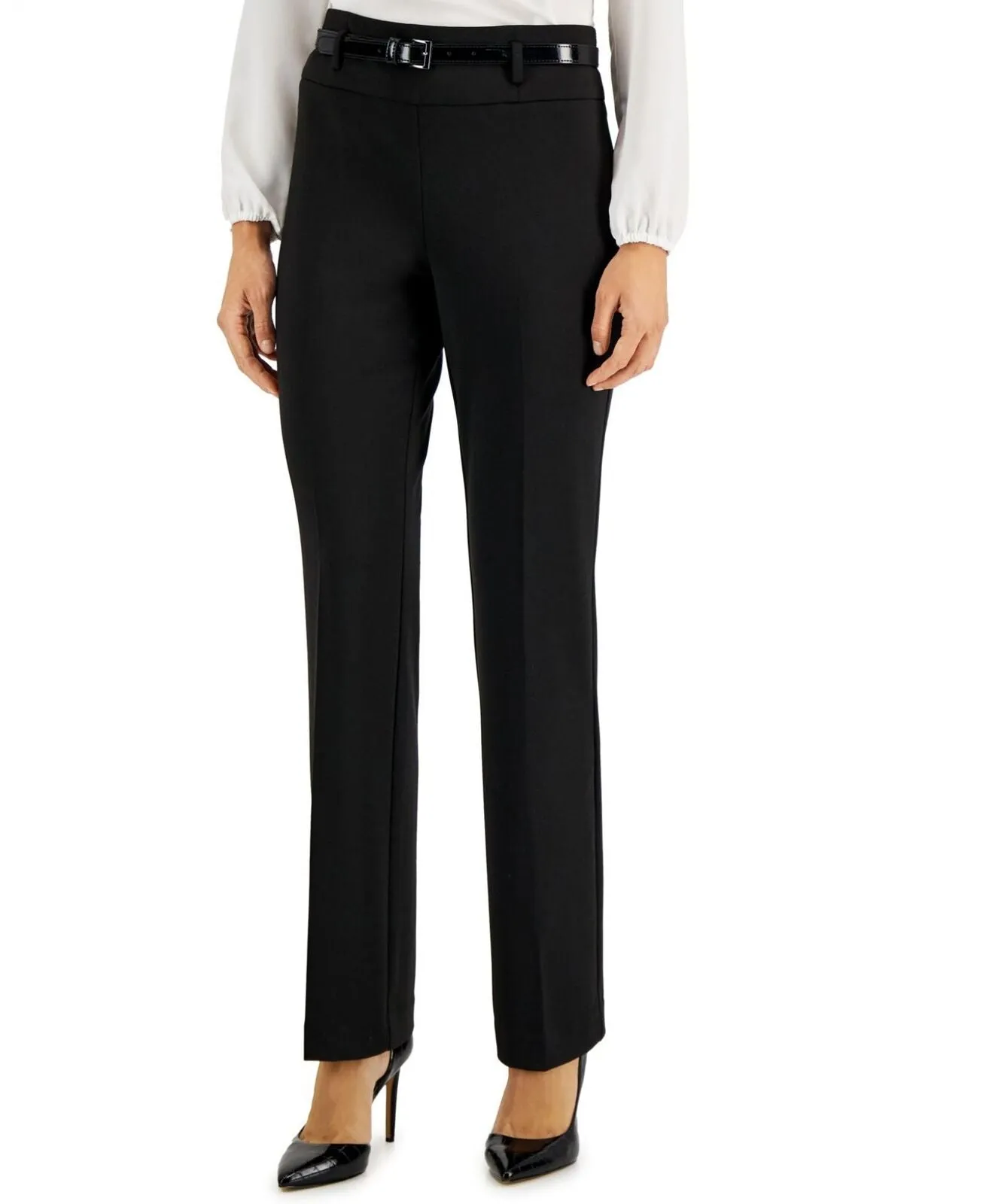Kasper Womens Petite Belted Bootcut Pants 10847226