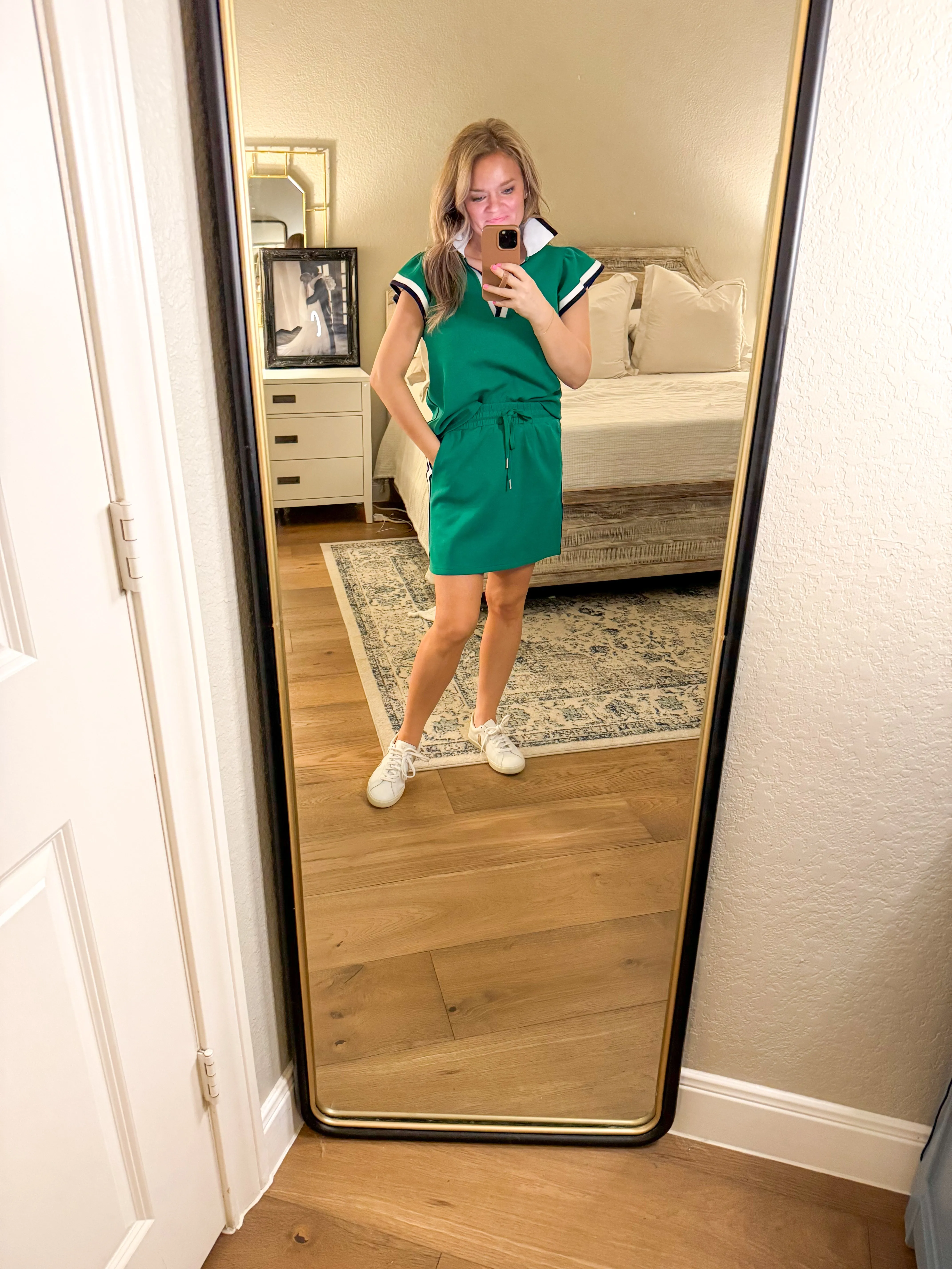 Kelly Green & Navy Skirt Set