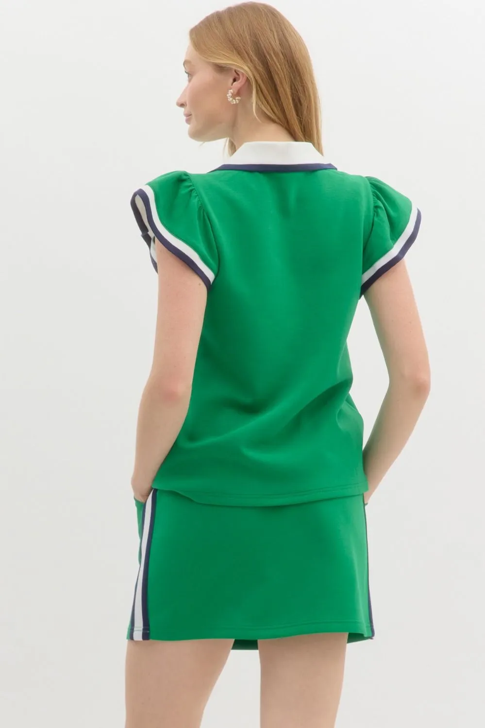 Kelly Green & Navy Skirt Set