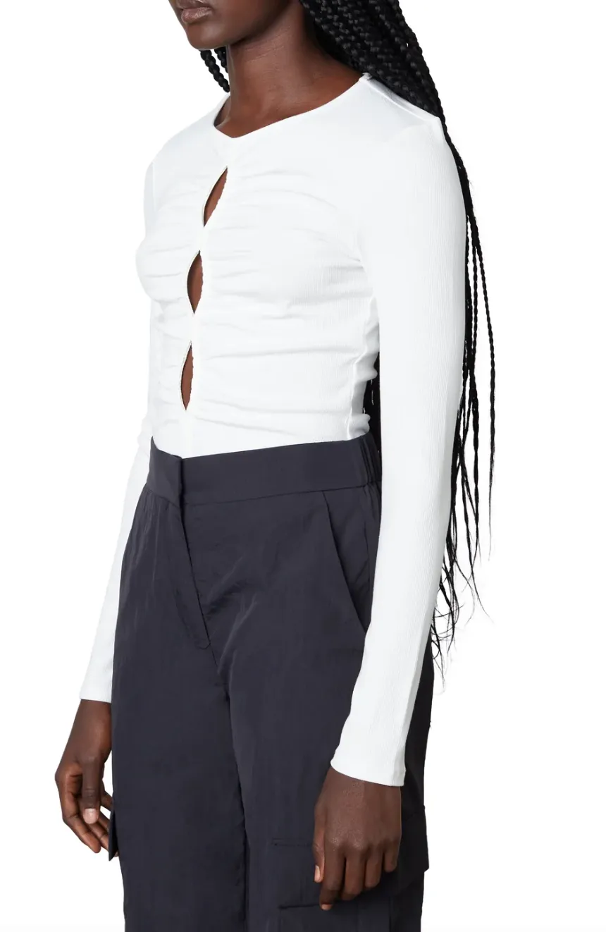 Keyhole Long Sleeve Ribbed Top