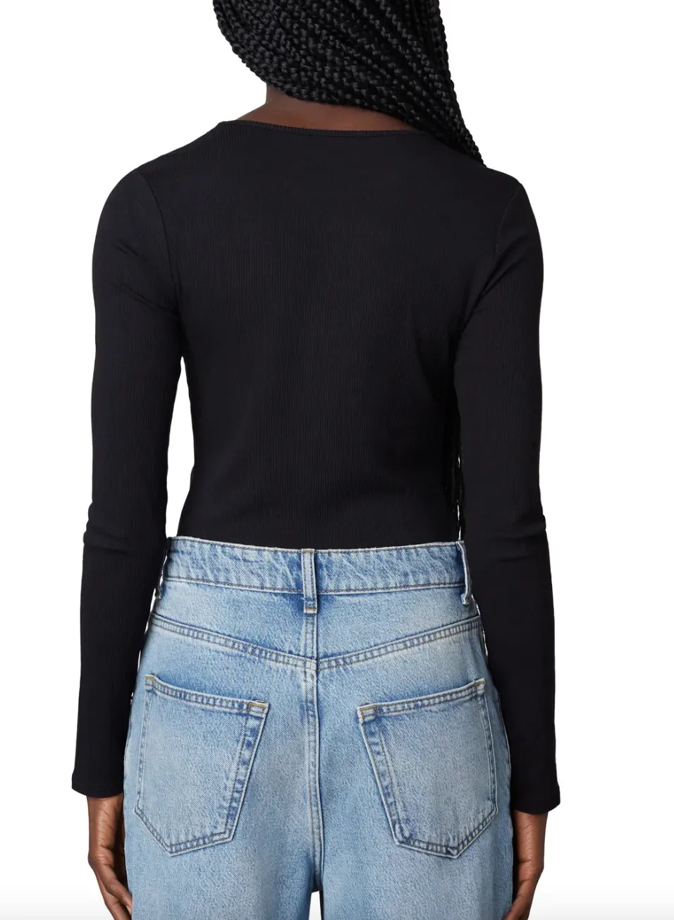 Keyhole Long Sleeve Ribbed Top
