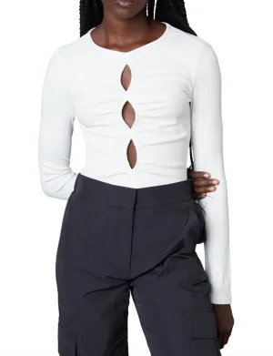 Keyhole Long Sleeve Ribbed Top