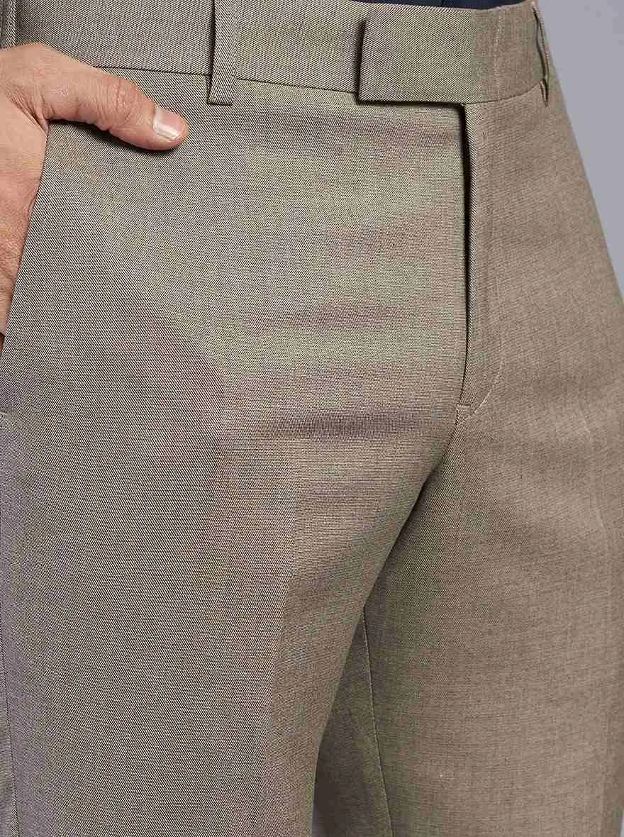 Khaki Solid Super Slim Fit Formal Trouser | JadeBlue