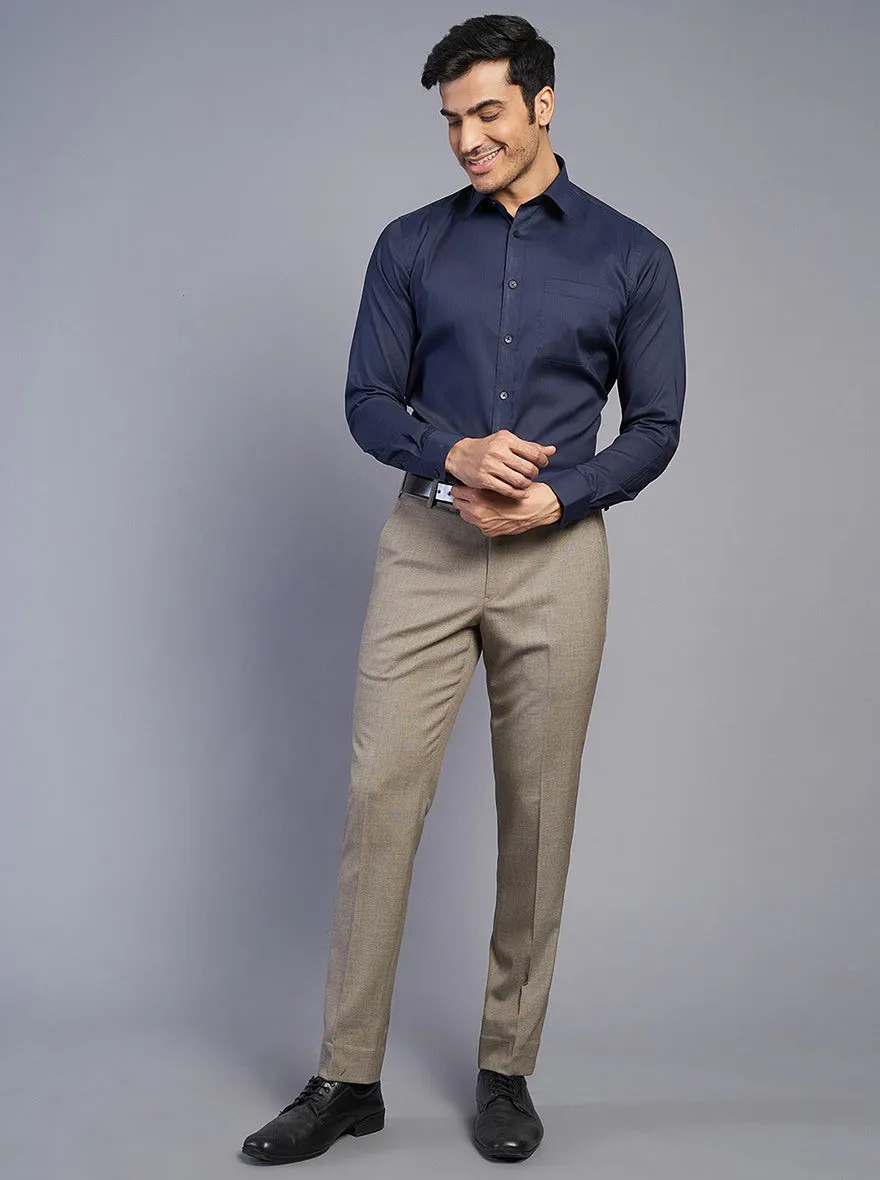 Khaki Solid Super Slim Fit Formal Trouser | JadeBlue