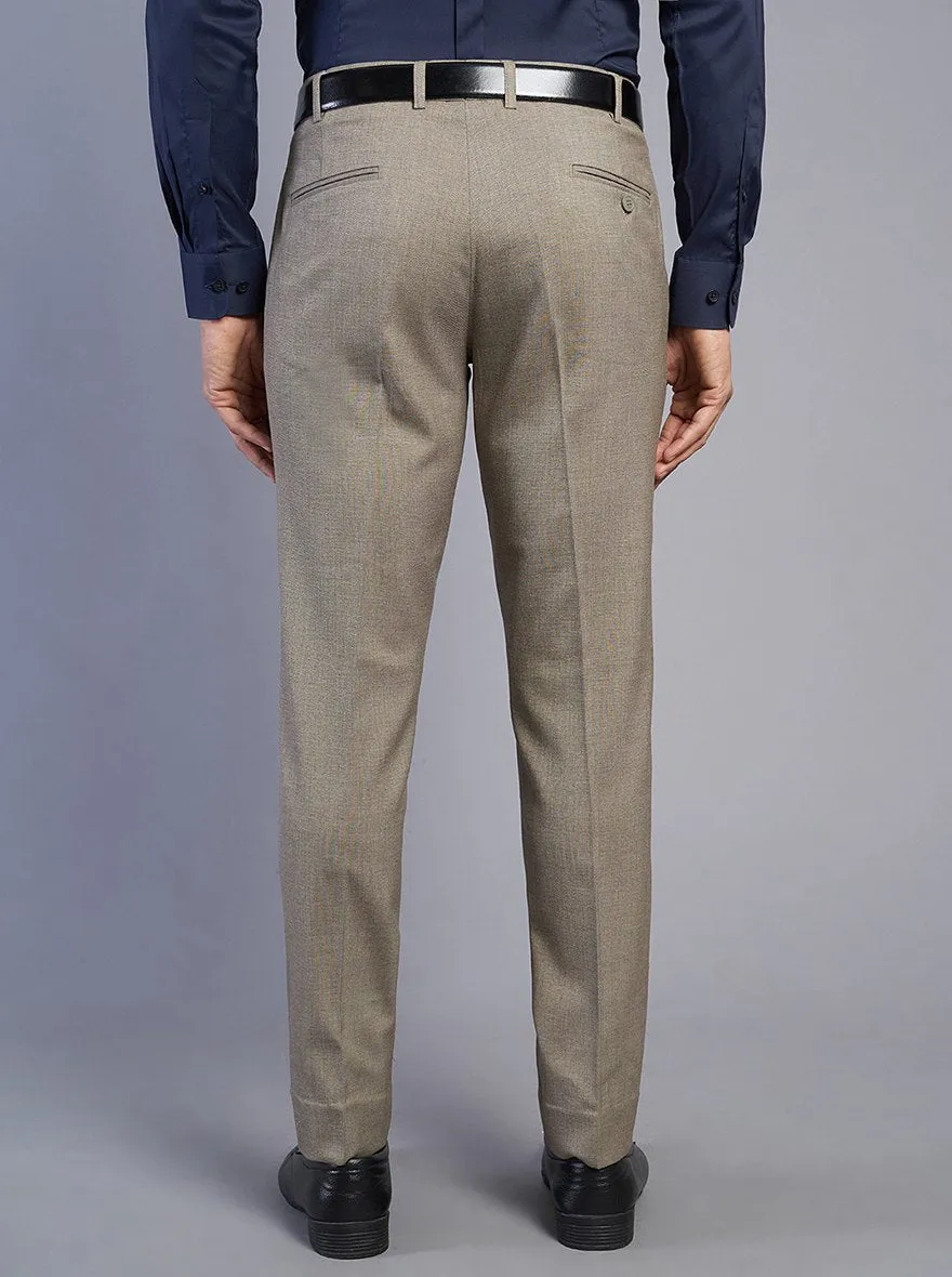 Khaki Solid Super Slim Fit Formal Trouser | JadeBlue