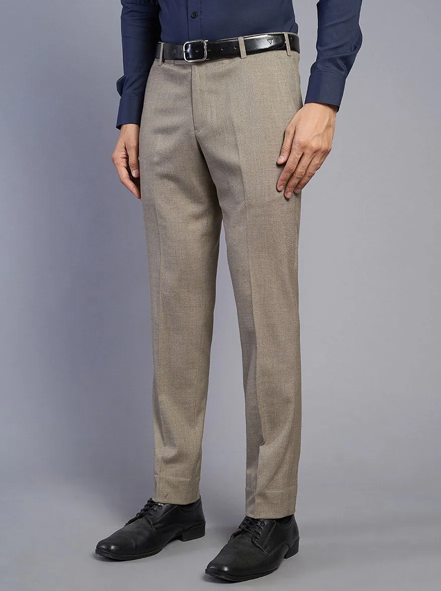 Khaki Solid Super Slim Fit Formal Trouser | JadeBlue
