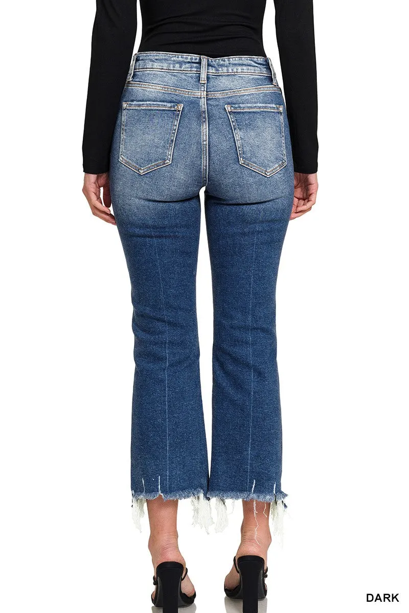 Kick Crop Flare Denim Jeans | Zenana