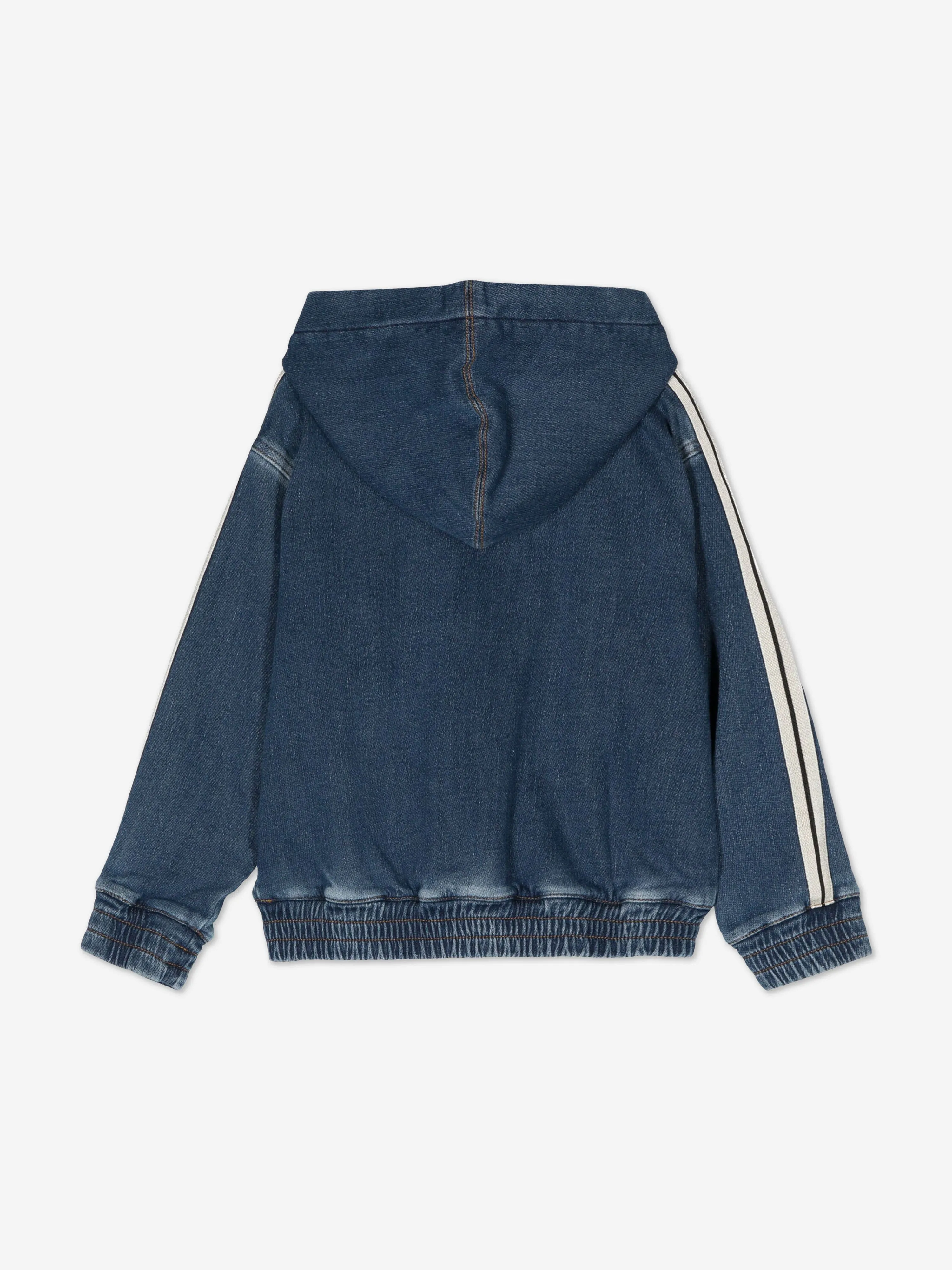 Kids Track Denim Fleece Zip Up Top in Blue