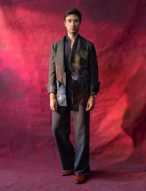 La fleur charcoal gray jacket and trousers