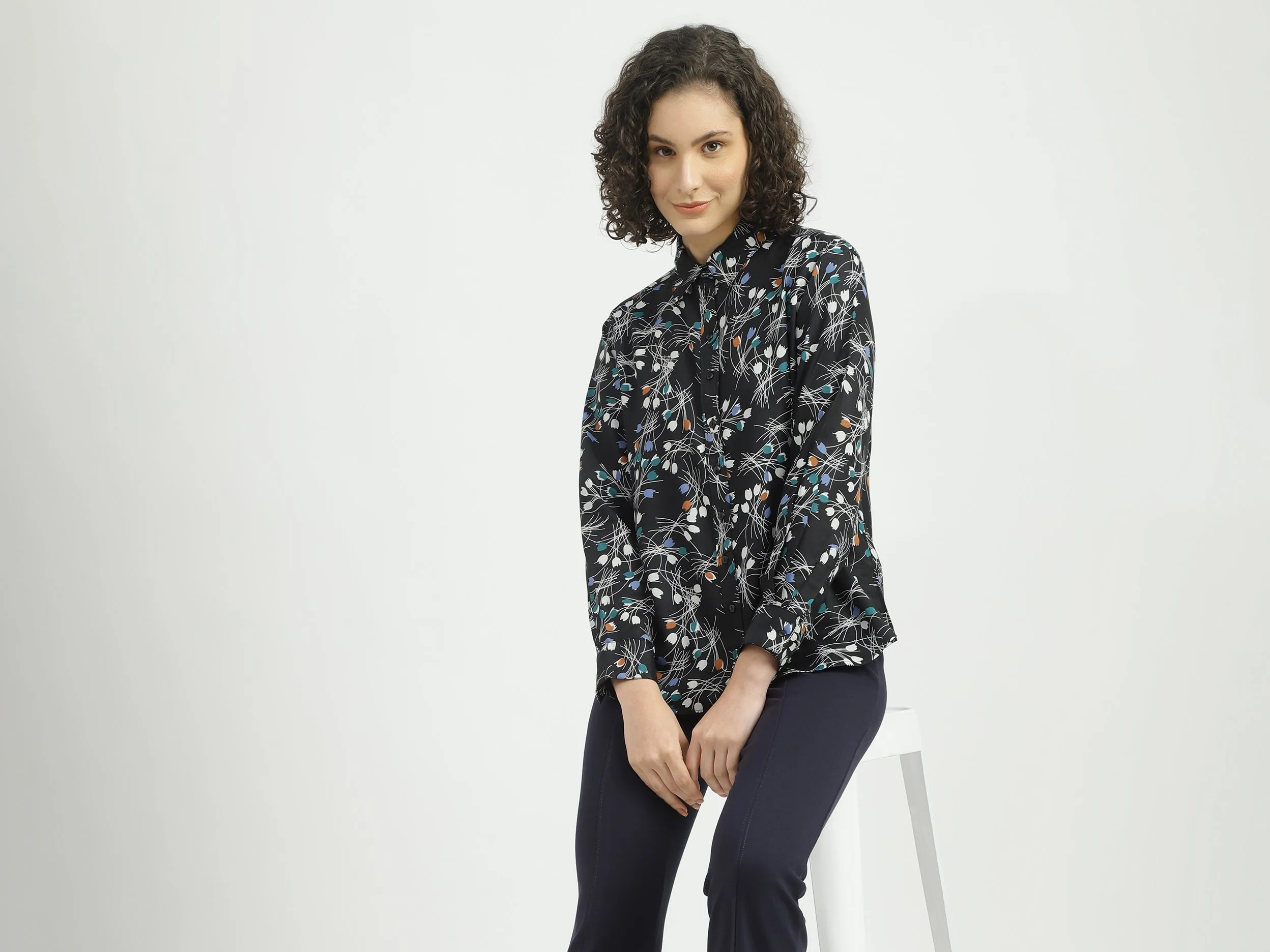 Ladies Long Sleeve Printed Shirt