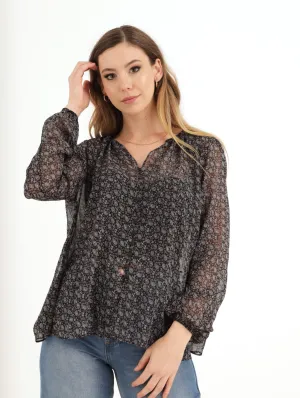 Ladies Lurex Paisley Button Down Top