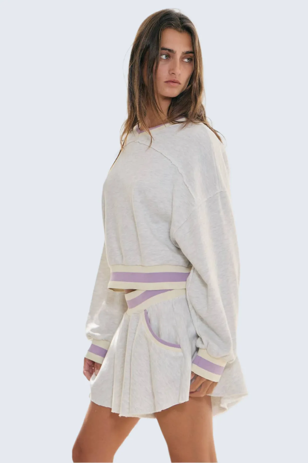 Lavender Lounge Cropped Pullover | Gray