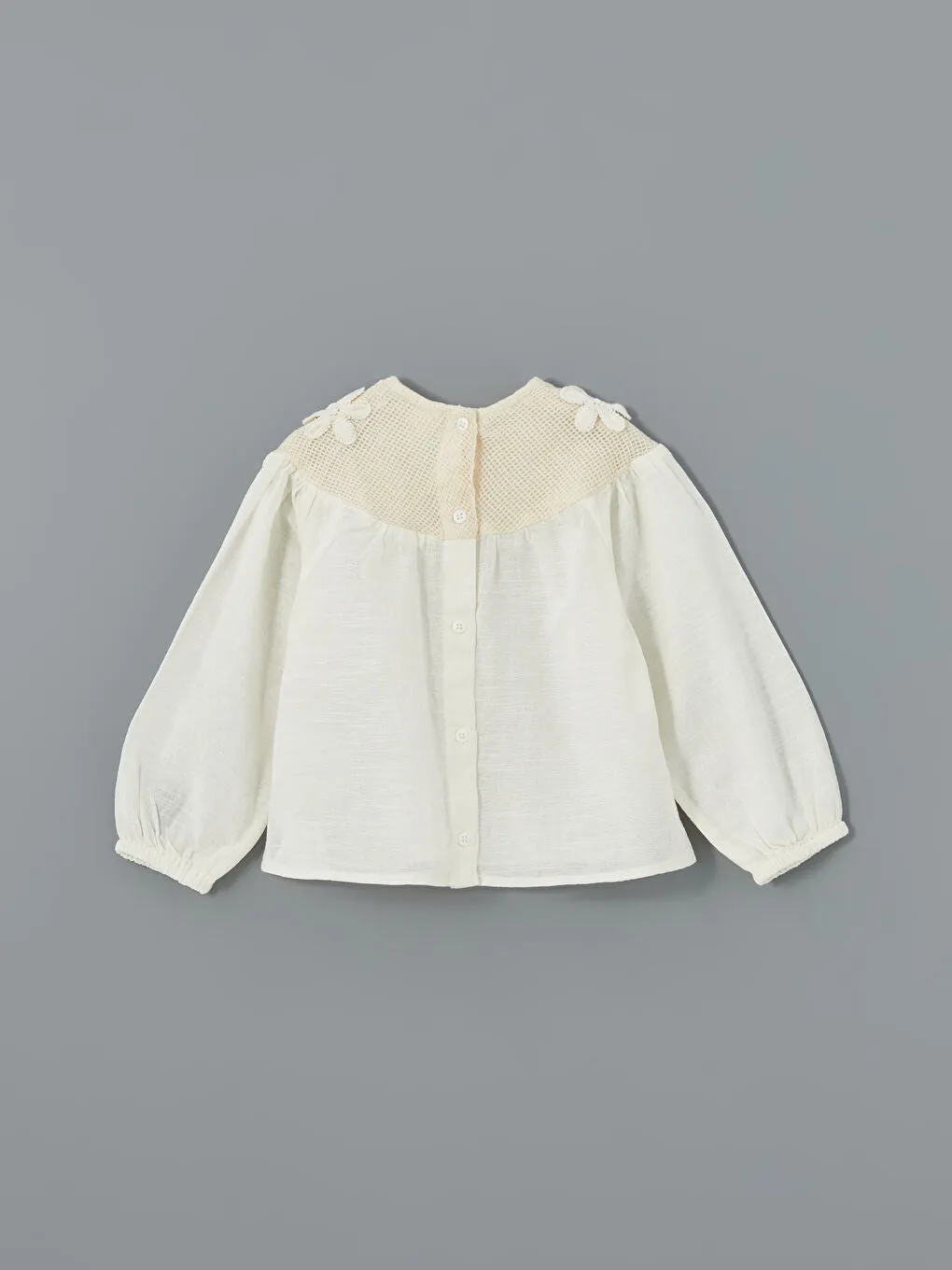 LCW Kids White Crew Neck Embroidered Baby Girl Blouse